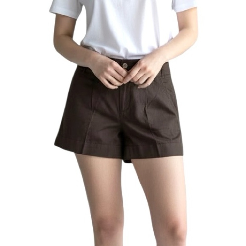 Banana Republic Martin Fit Shorts Brown Womens 6 Double button Drawstring NWOT